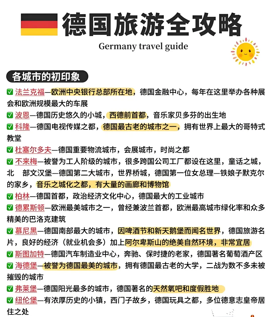德国Germany??旅游攻略图，超全?