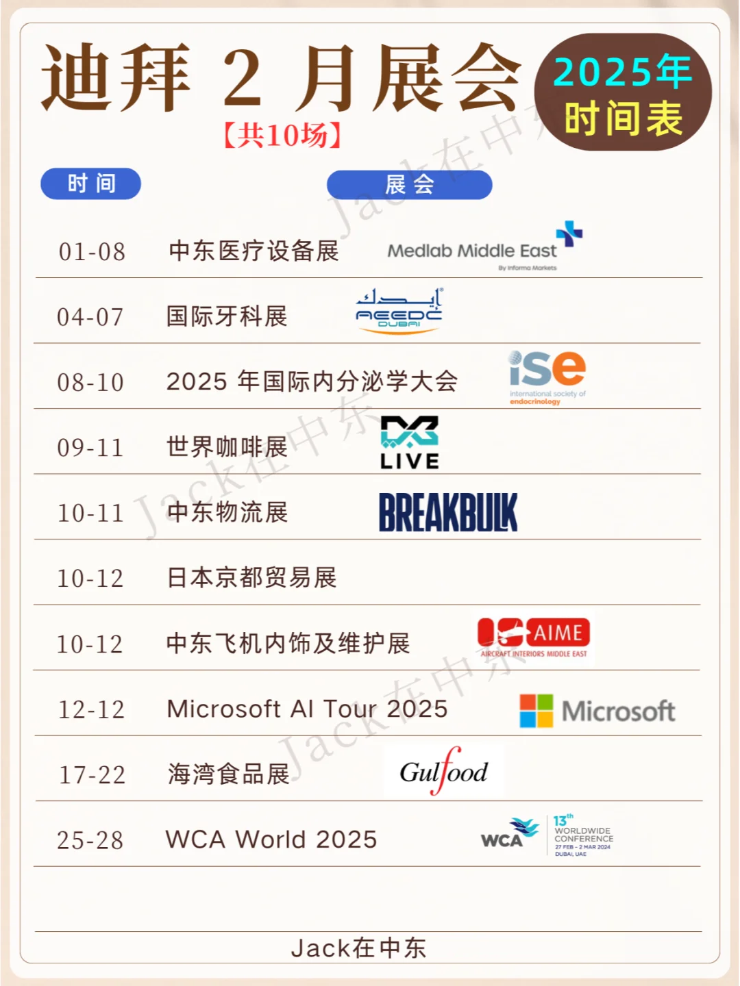 迪拜展会 世贸中心2025年2月展会时间表