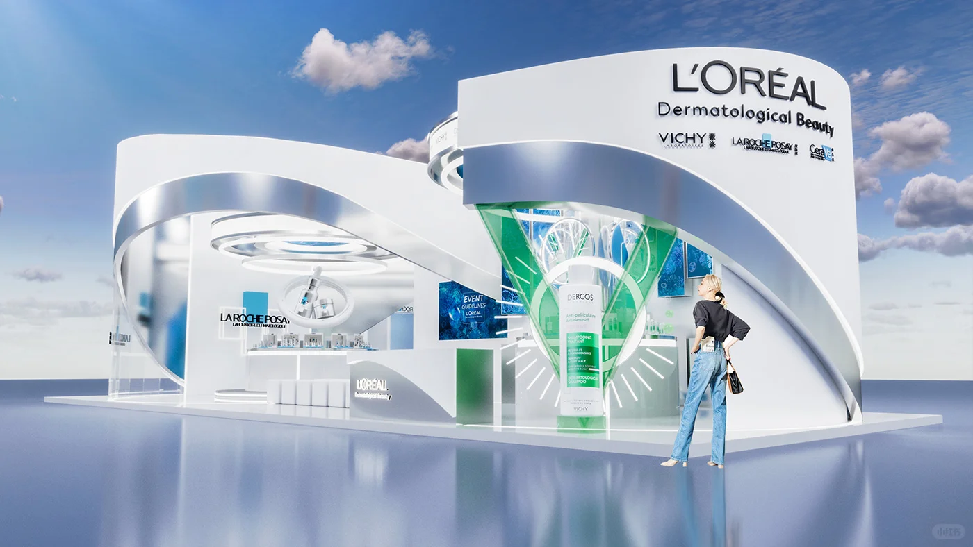 现场超级好看的美妆展台设计?快来看看这个