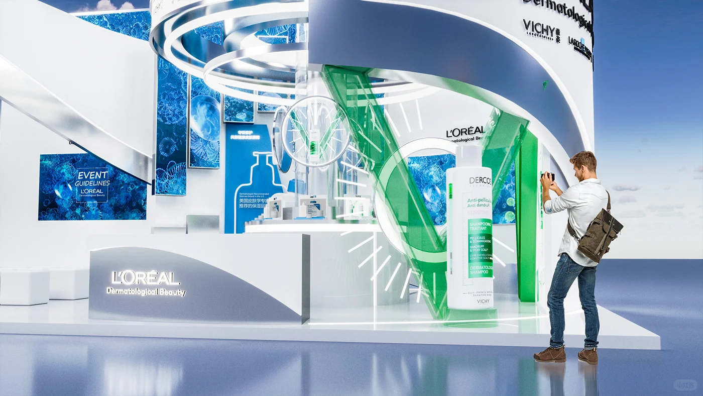 现场超级好看的美妆展台设计?快来看看这个