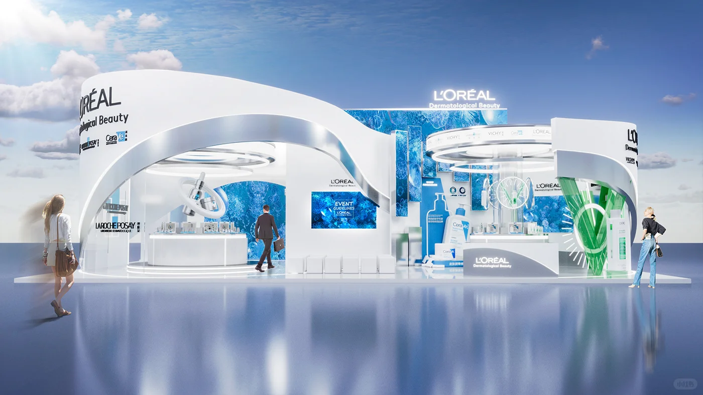 现场超级好看的美妆展台设计?快来看看这个
