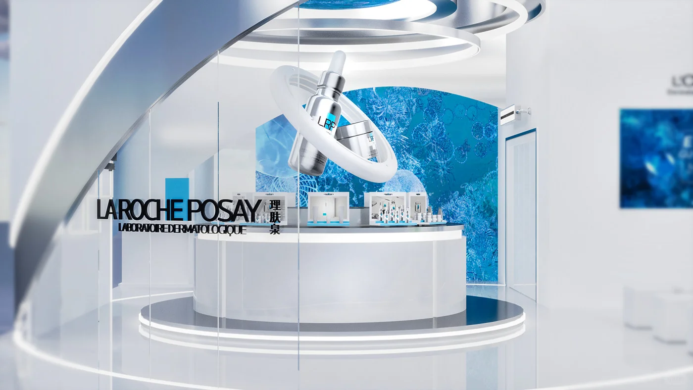 现场超级好看的美妆展台设计?快来看看这个