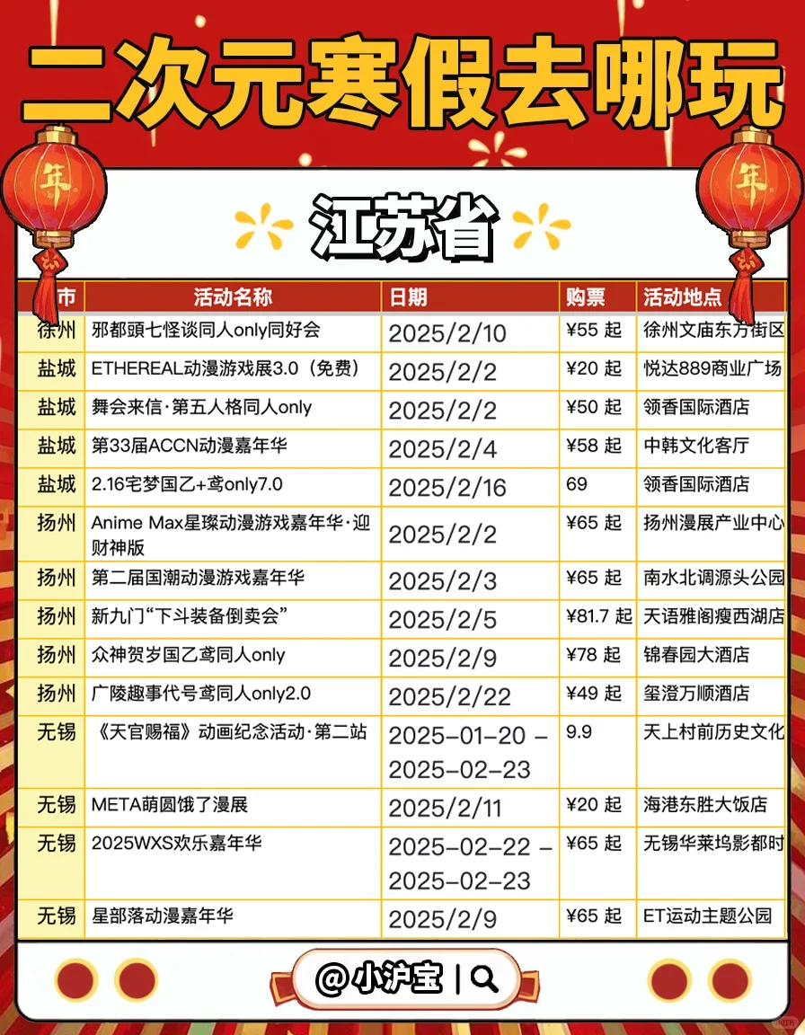 江苏省二次元集合❗2月漫展+主题餐厅+快闪来