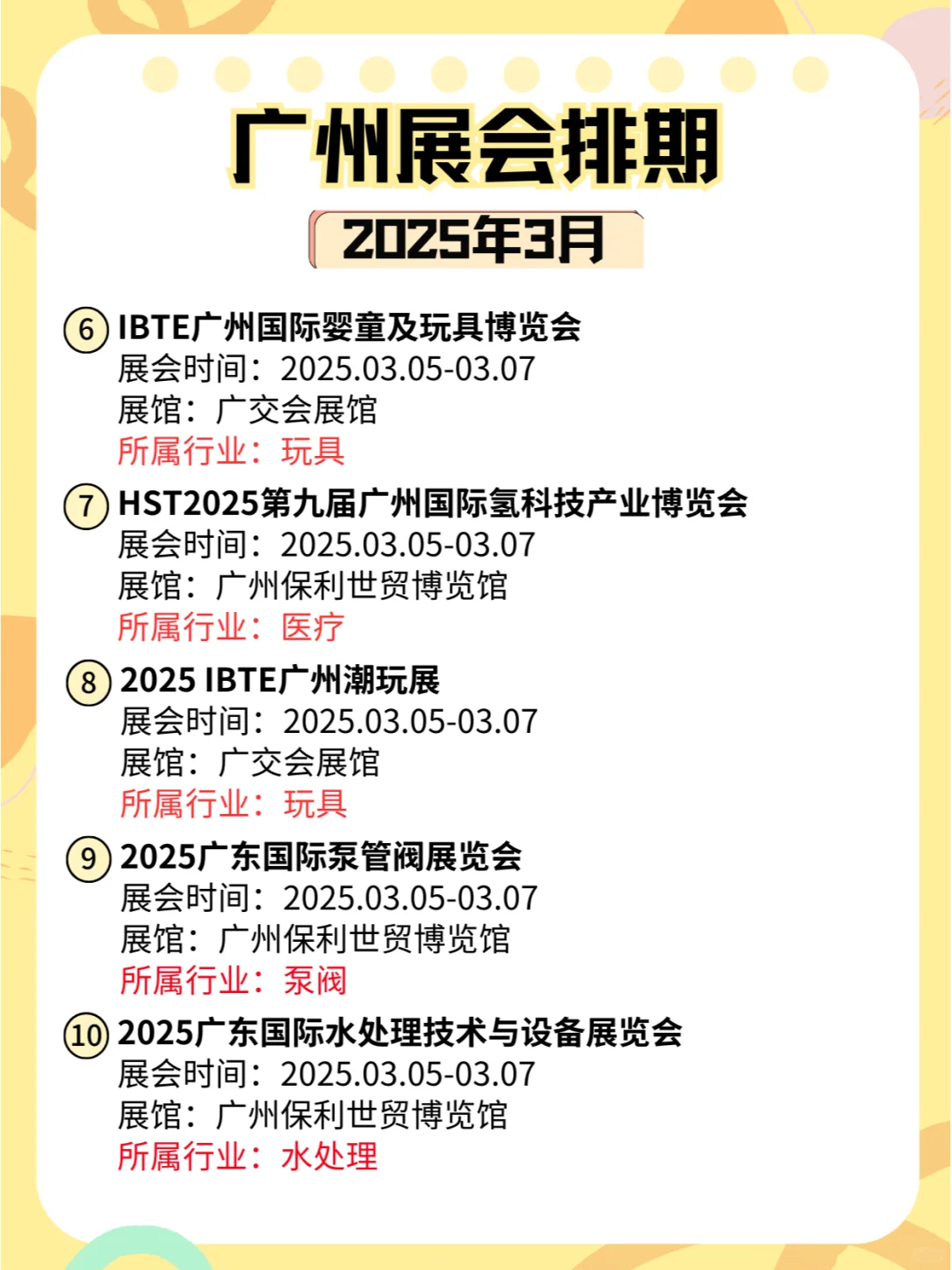 广州2025年3月各行业展会排期来了?