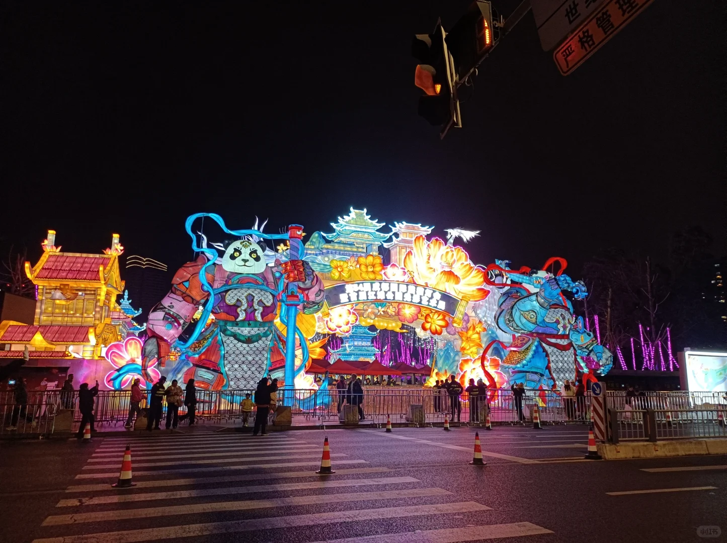 带娃逛熊猫灯会