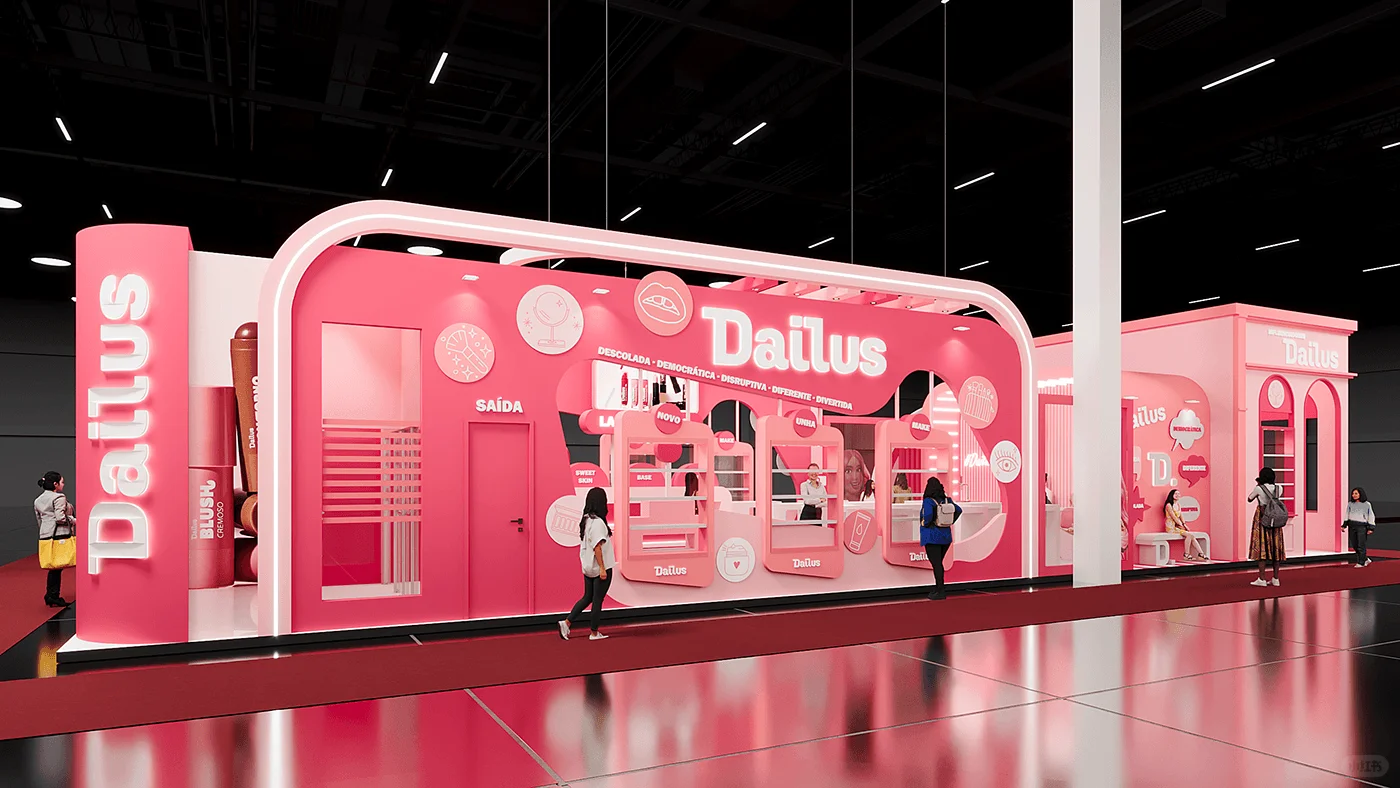 少女活力粉色美博会展台设计搭建?一眼相中