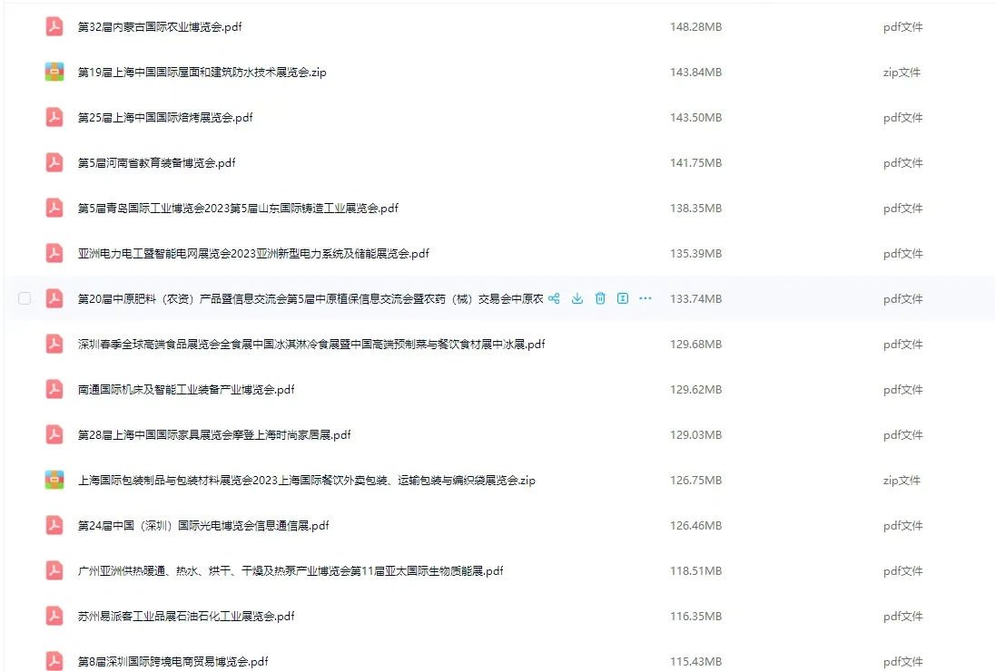 2023年全国展会会刊590本各行各业 精准