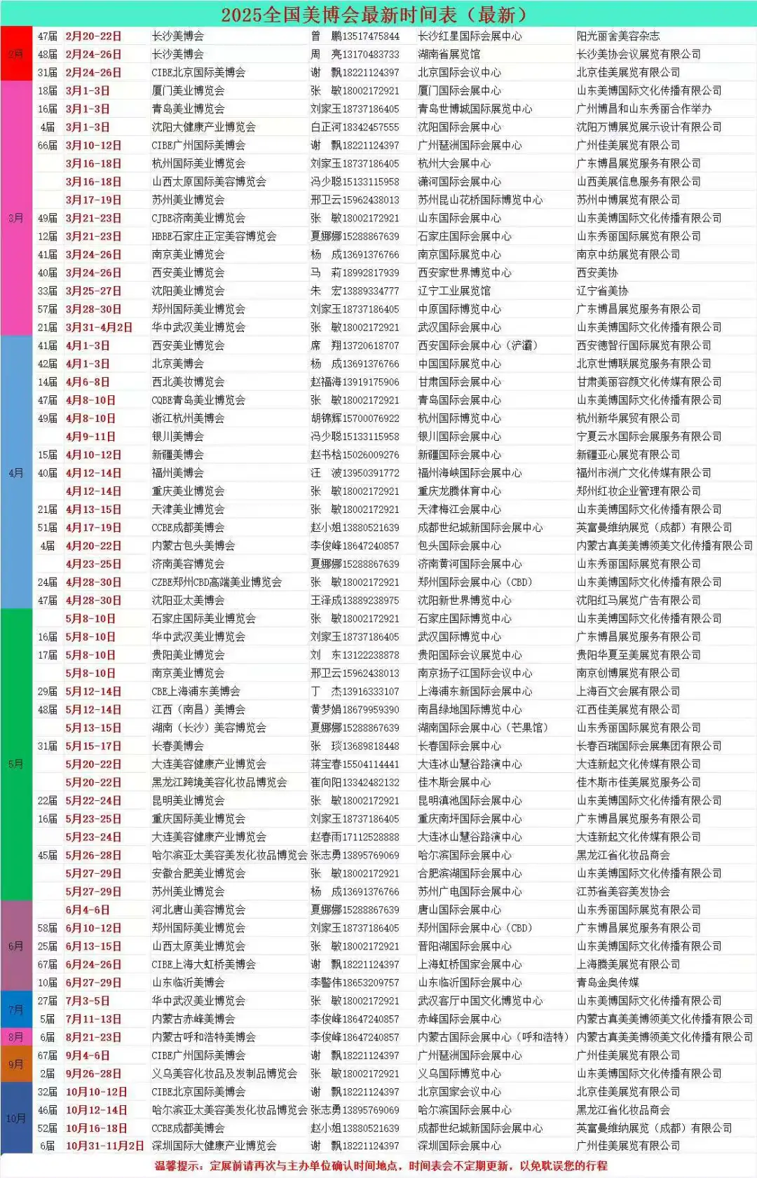 最新美博会时间表来了～