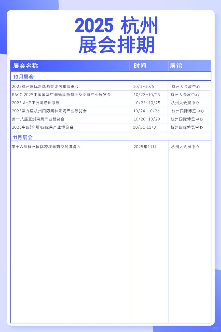 杭州展会一览表