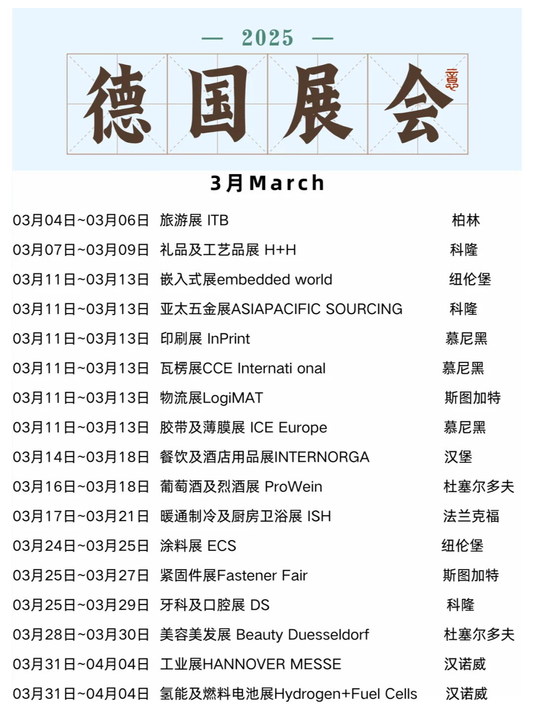 2025年德国展会合集