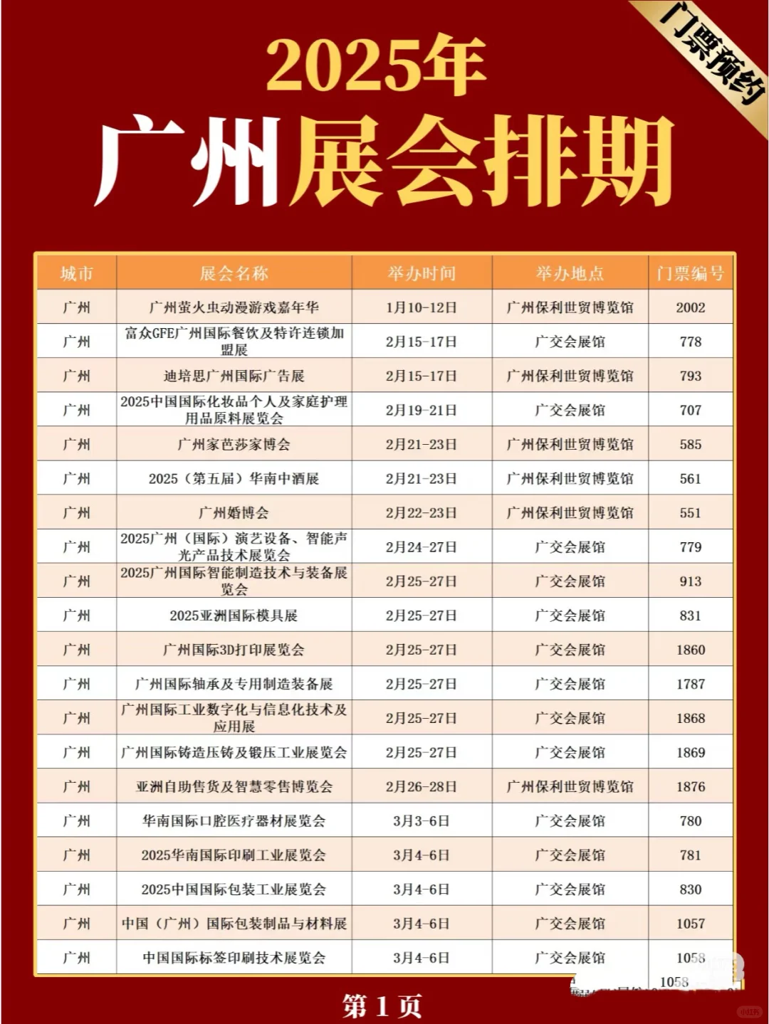 广州2025年展览会排期表
