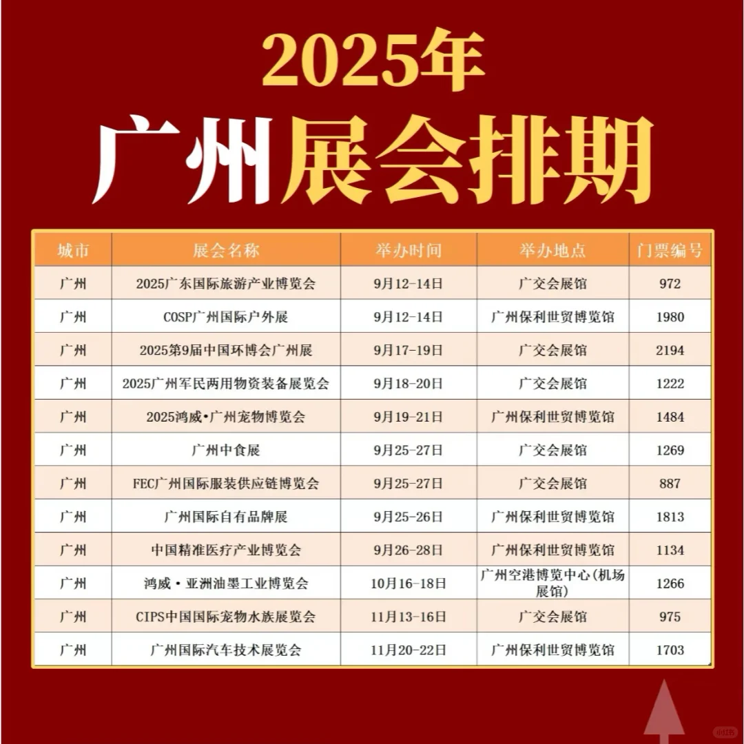 广州2025年展览会排期表