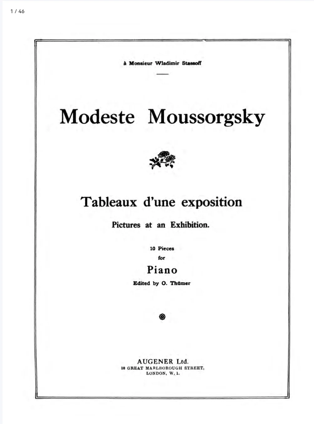 《图画展览会》穆索尔斯基 全套乐谱