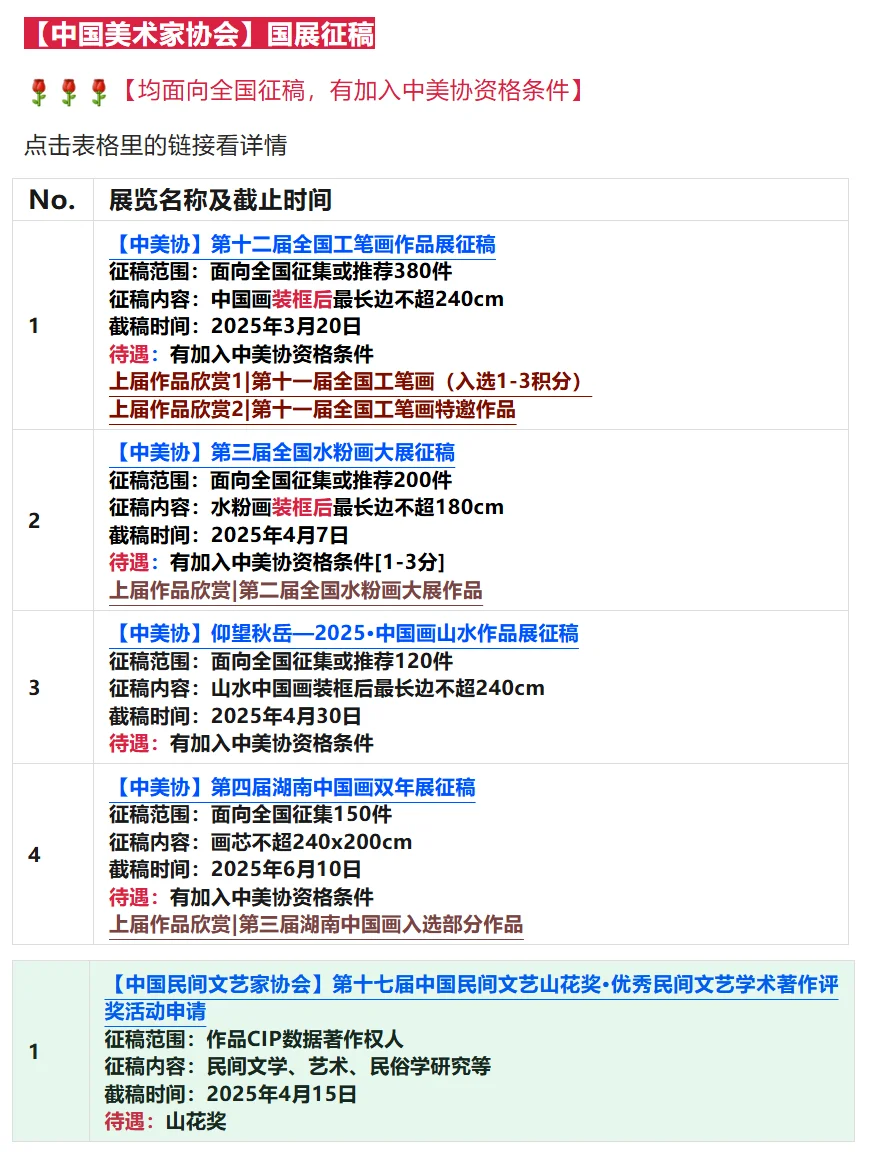 全国美术征稿汇总✅国展省展汇总3️⃣