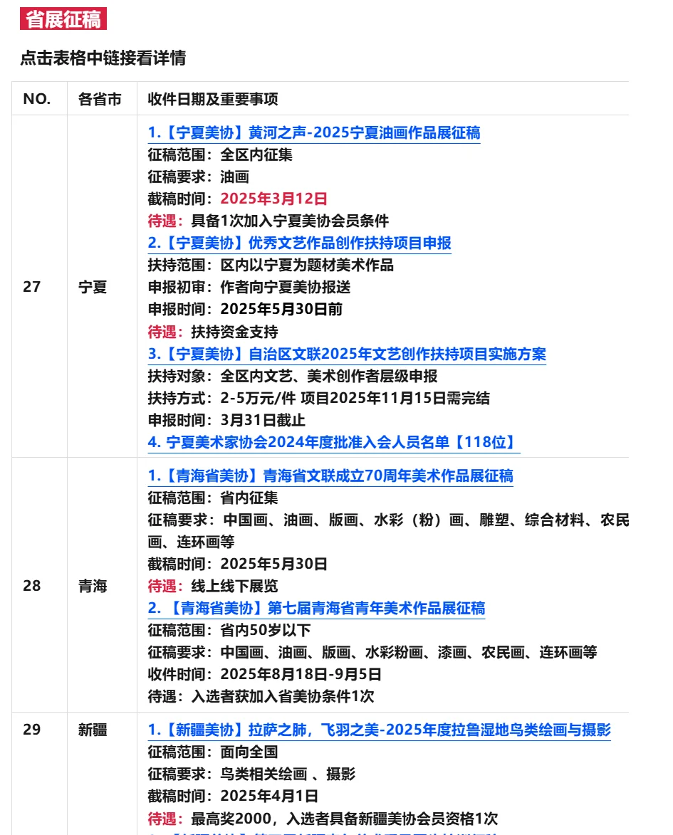 全国美术征稿汇总✅国展省展汇总3️⃣