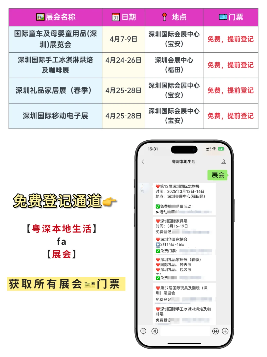 深圳3-4月好多免费展会啊！！
