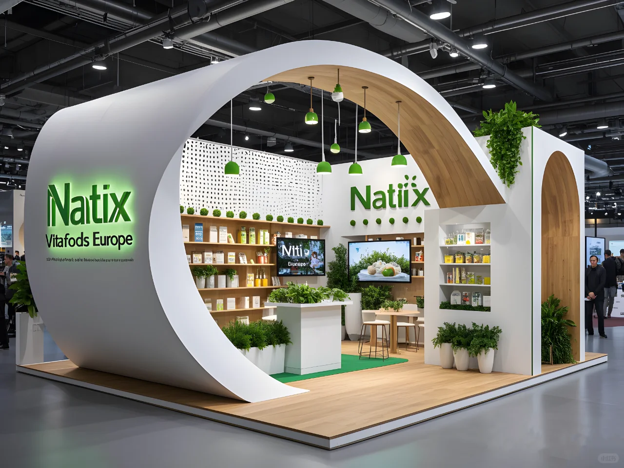 国产即梦AI生成的保健品展台设计