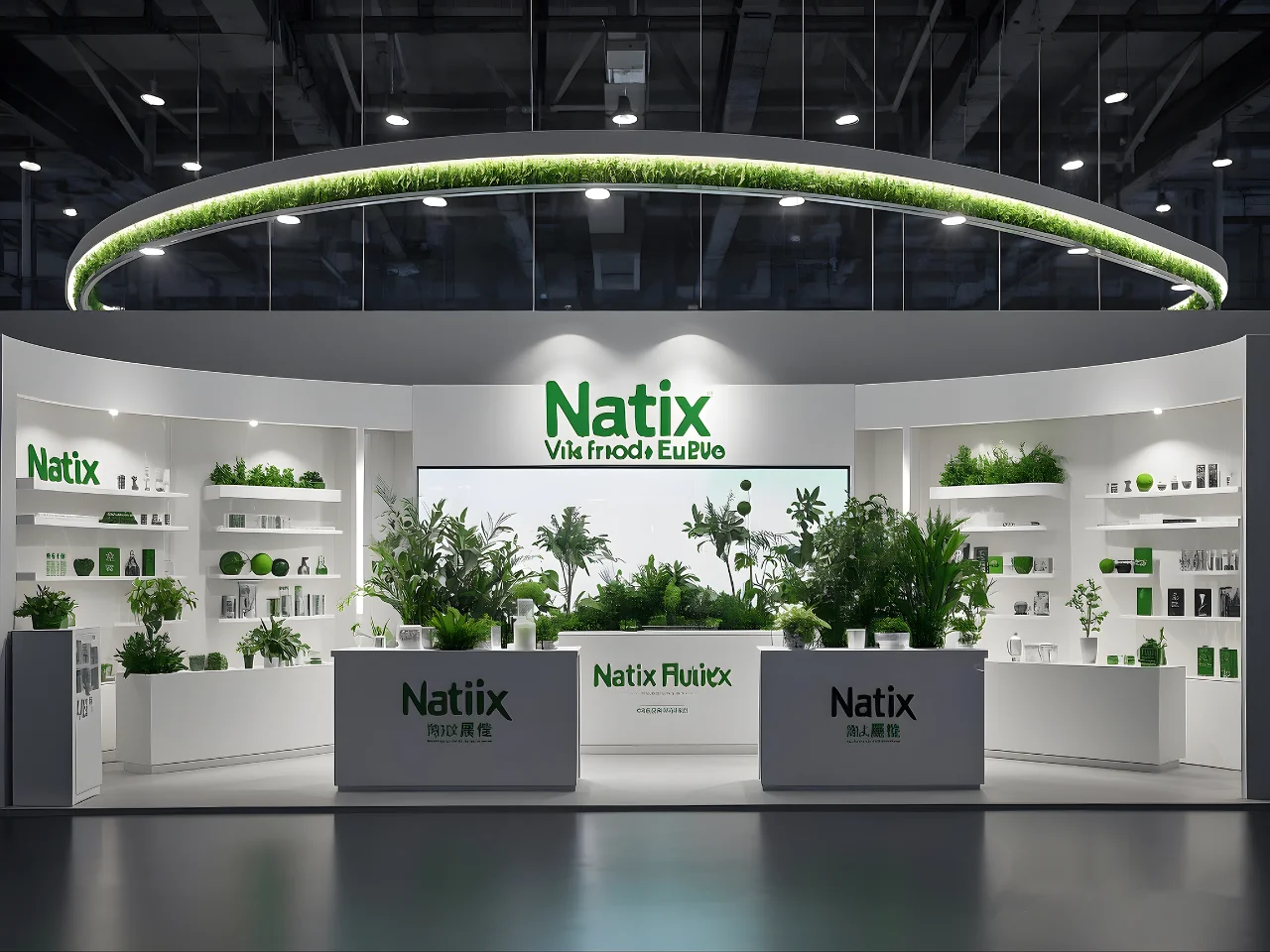 国产即梦AI生成的保健品展台设计