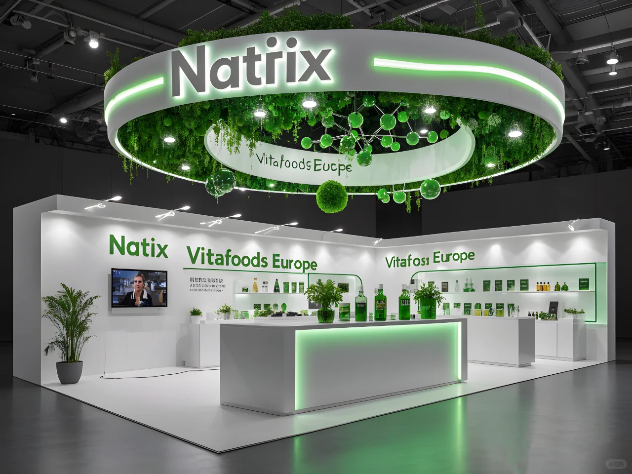 国产即梦AI生成的保健品展台设计