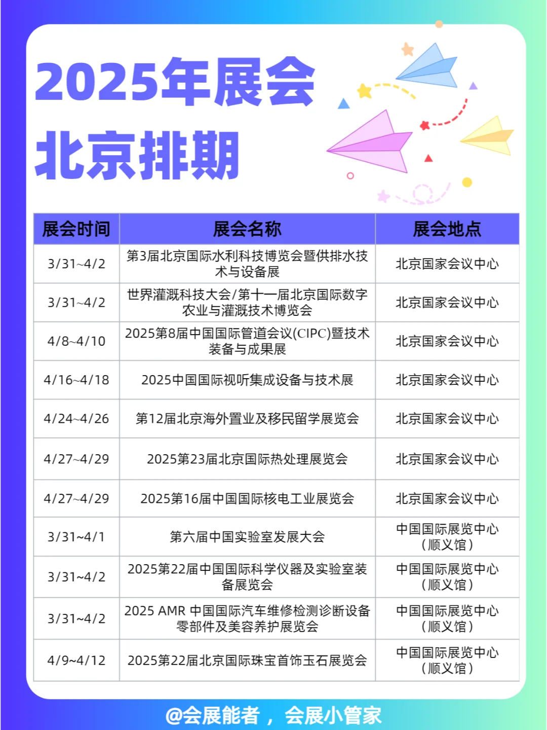 北京全行业展会排期表，商机无限 只等你来