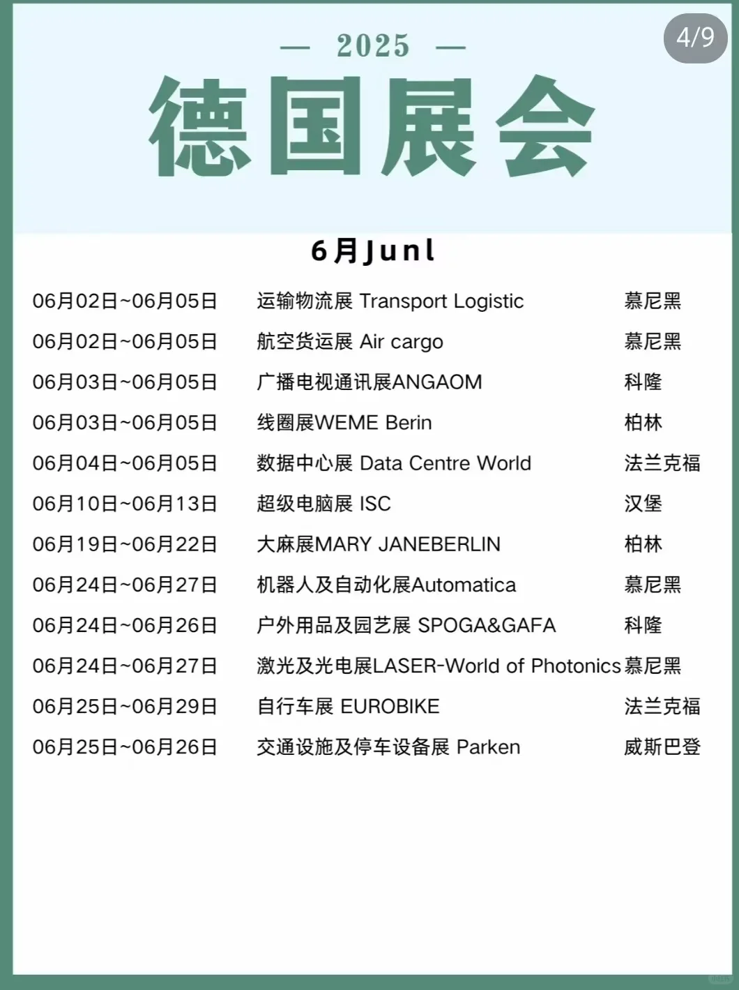 德国六月展会情况