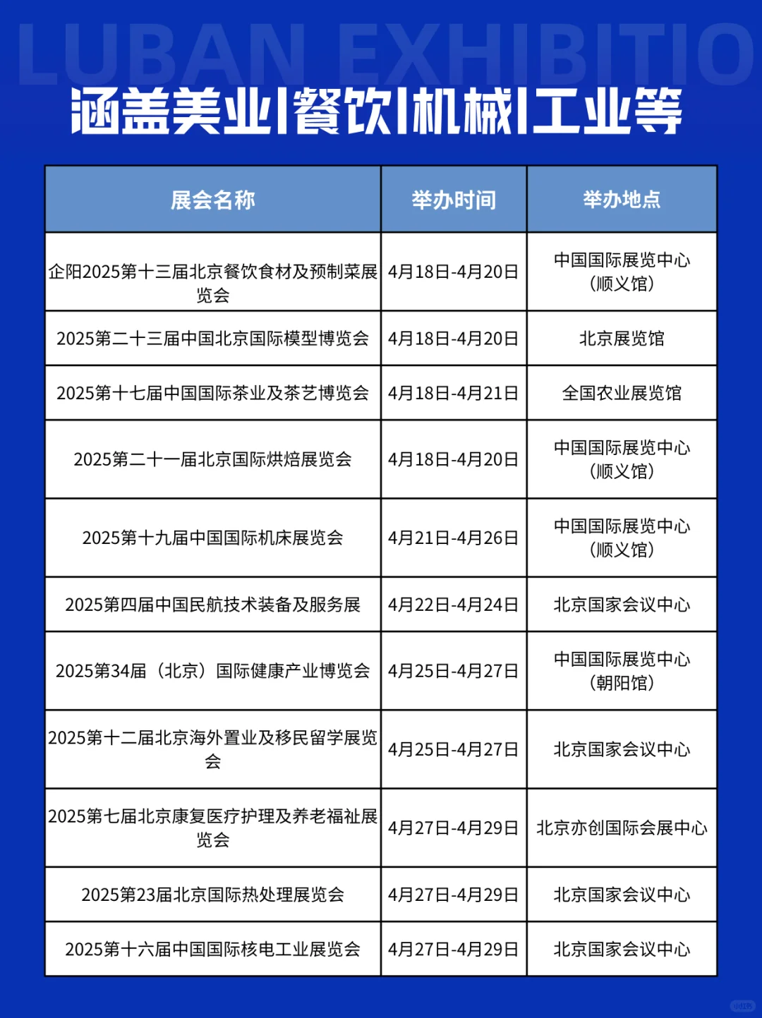北京4月展会排期出炉，点赞收藏?