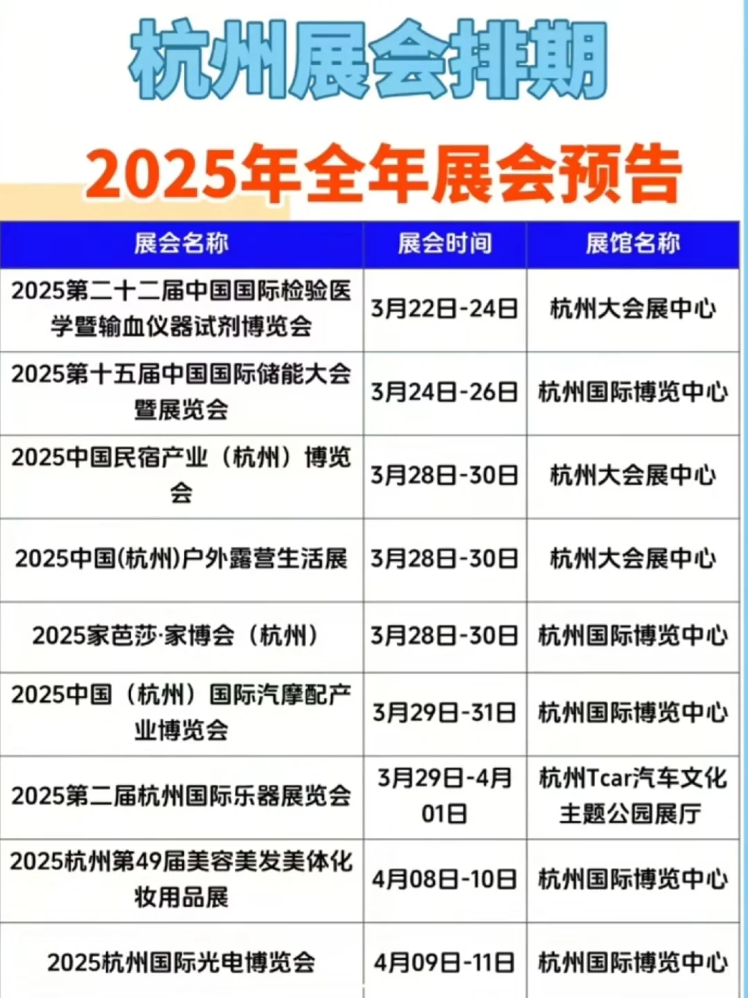 杭州4月展会排期来啦！