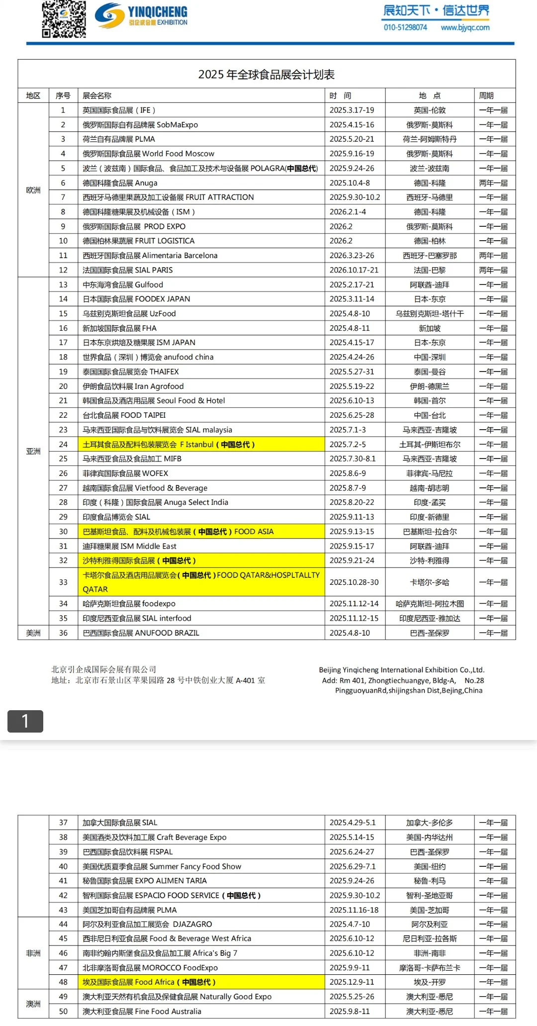 2025年引企成全球?操作展会计划一览表