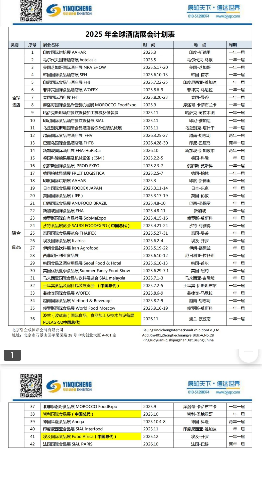 2025年引企成全球?操作展会计划一览表