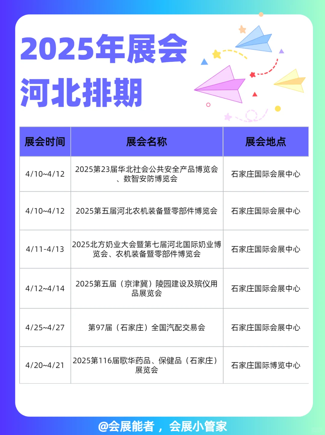 河南、河北4月份全行业展会排期表来啦~