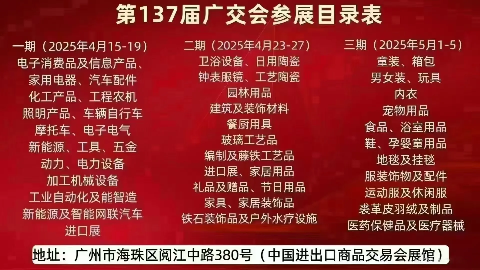 2025年第137届广交会参展商名录