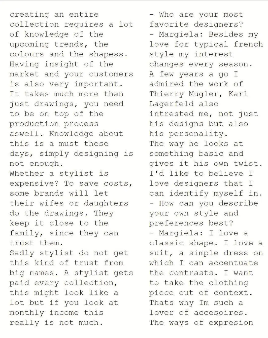 Martin Margiela鲜少示人的创作对白