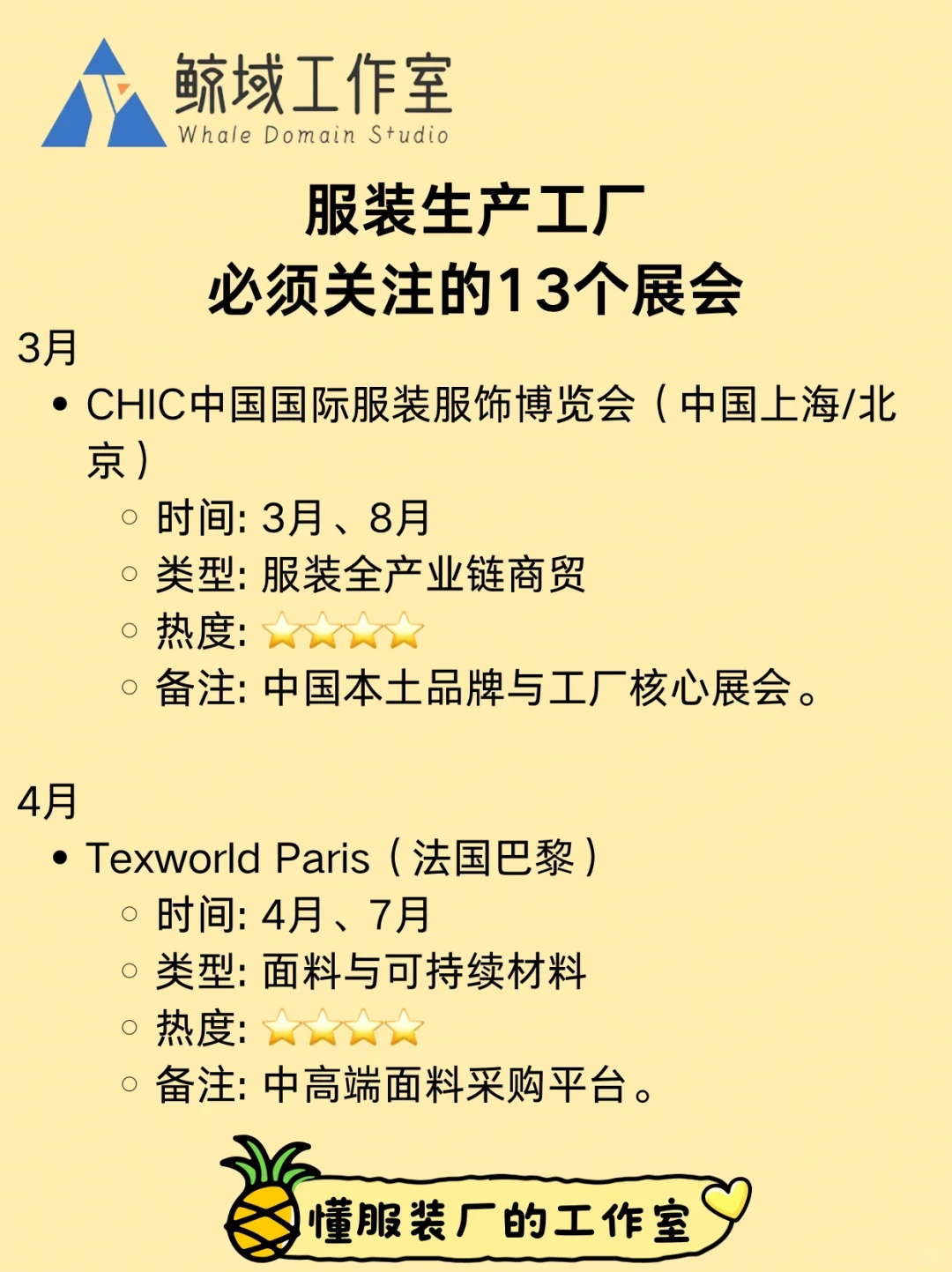 服装产业工厂每年必须关注的13个展会