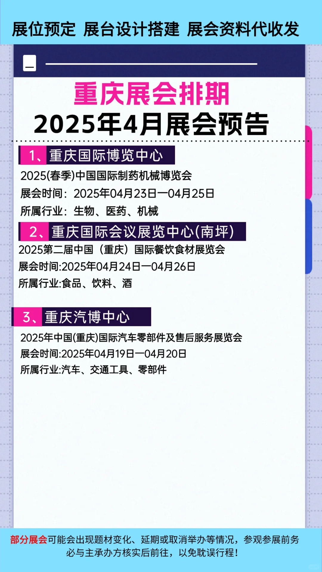 2025重庆4月展会排期大全，参展必备指南