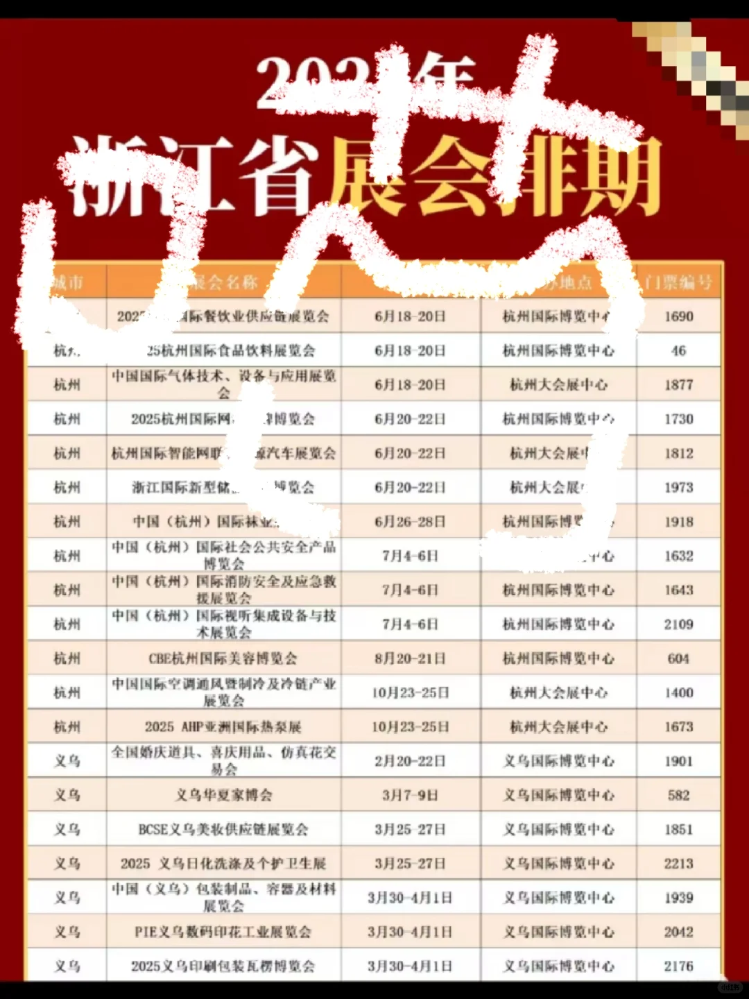 杭州展会排期表