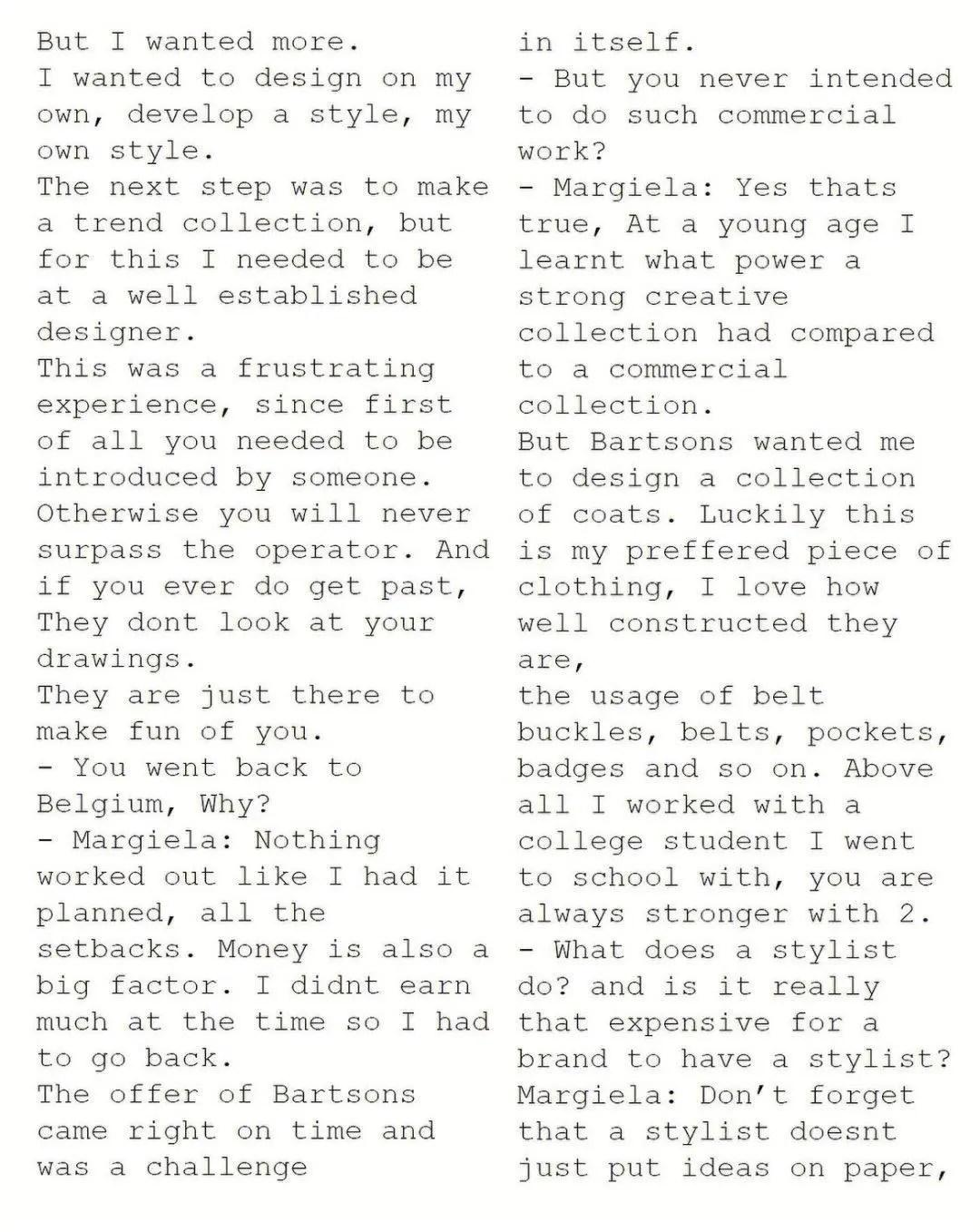 Martin Margiela鲜少示人的创作对白