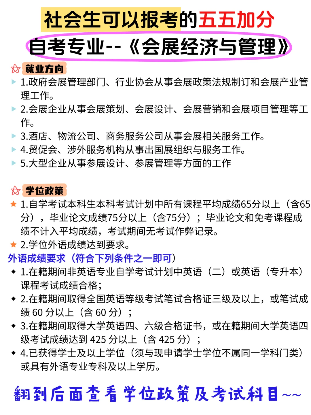 社会生可以报的五五加分小自考会展经济管理