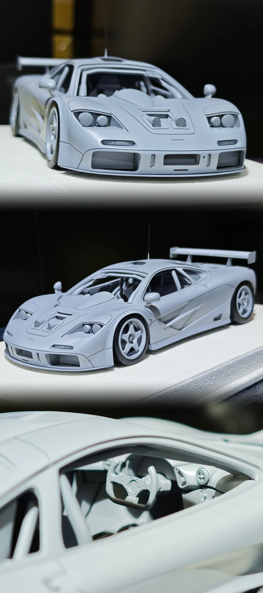 HEC展MU新品预览之1/18迈凯轮F1 GTR 灰模