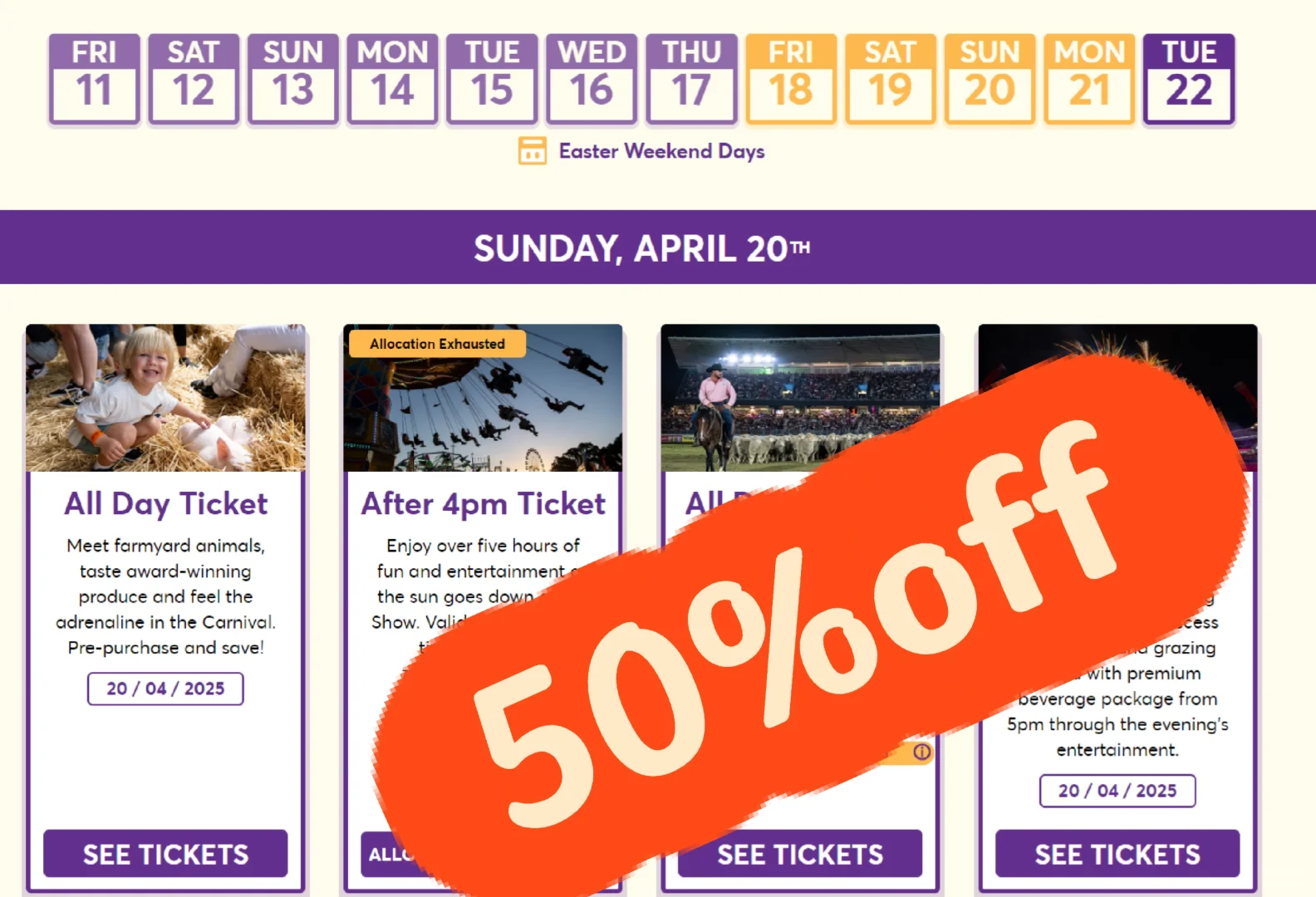 50%off 悉尼皇家复活节展览会