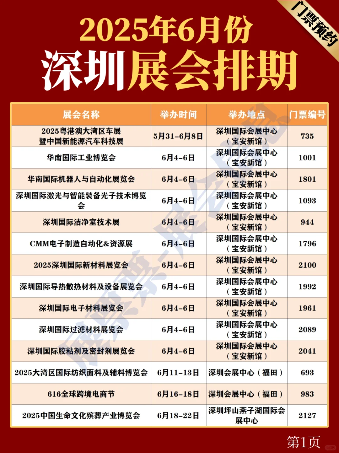 深圳展会 | 2025年6月展览排期表（共28场）