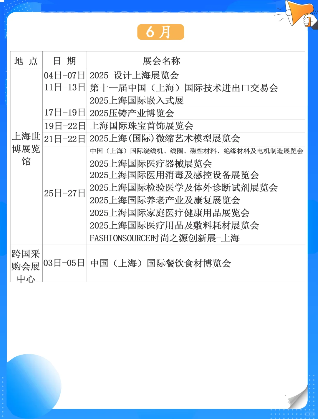 上海展会 | 2025年展览会排期