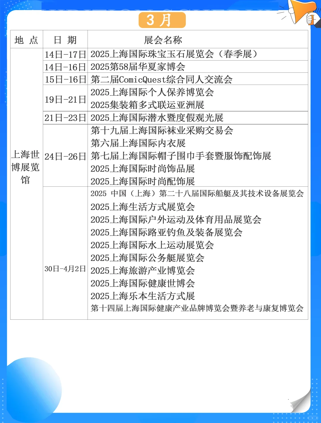 上海展会 | 2025年展览会排期