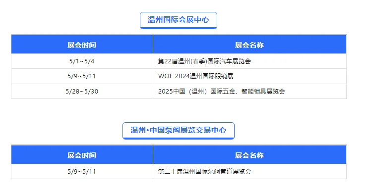 2025 浙江5月会展排期