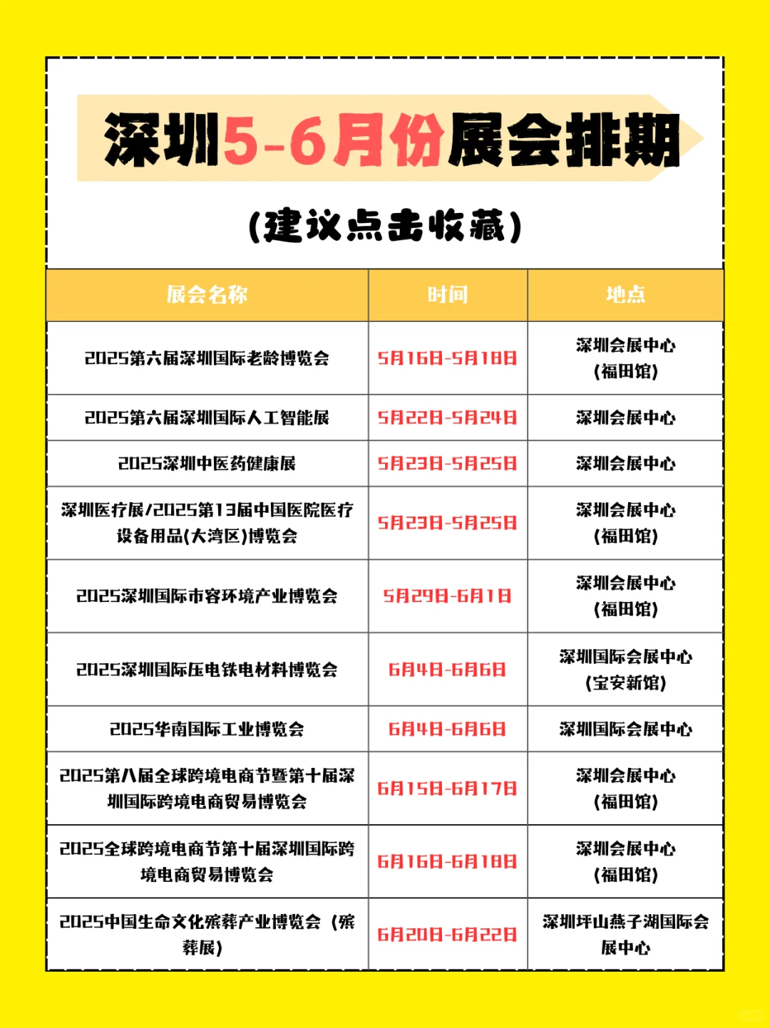 ??深圳5-6月份展会大汇总，别错过！