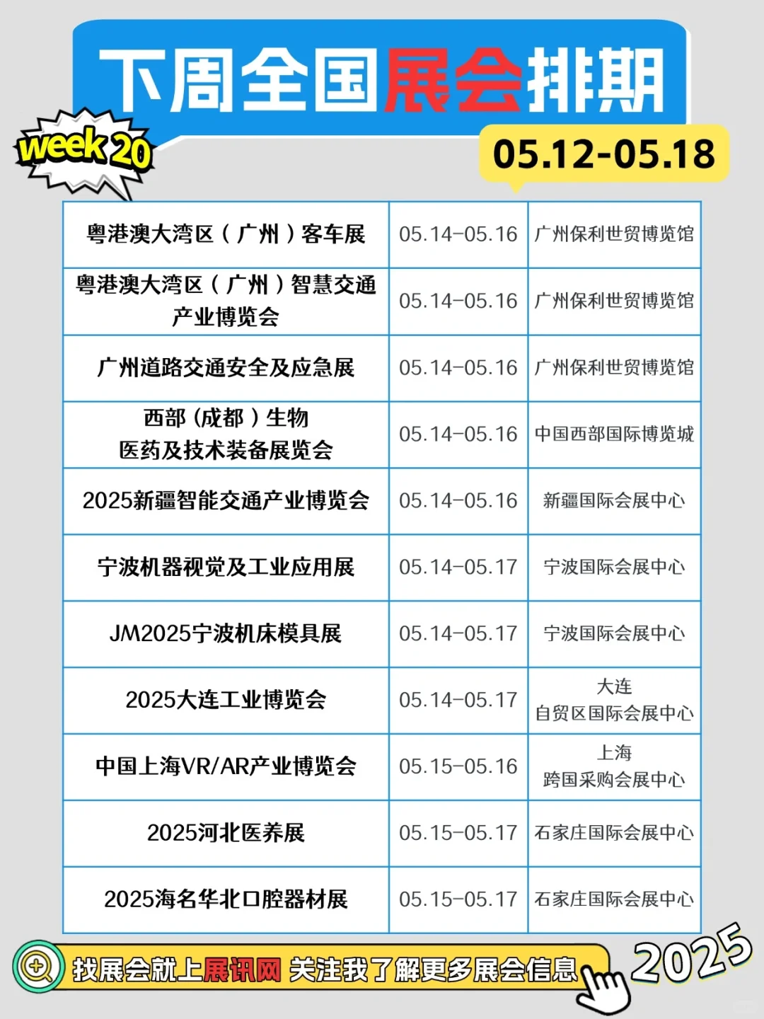 05.12-05.18全国展会排期一览表～