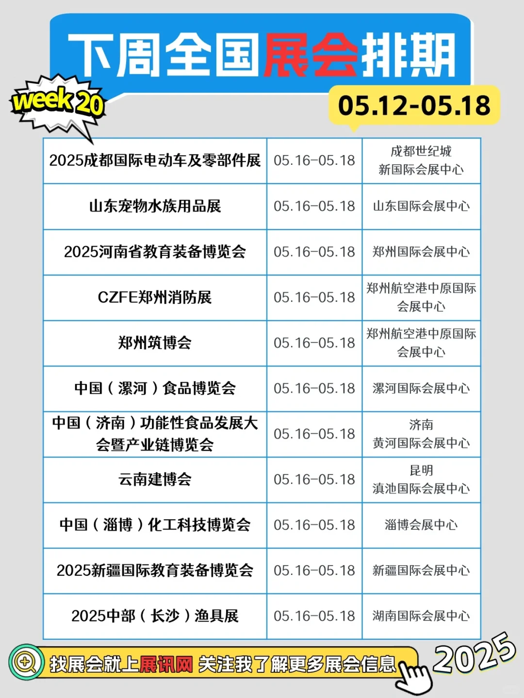 05.12-05.18全国展会排期一览表～