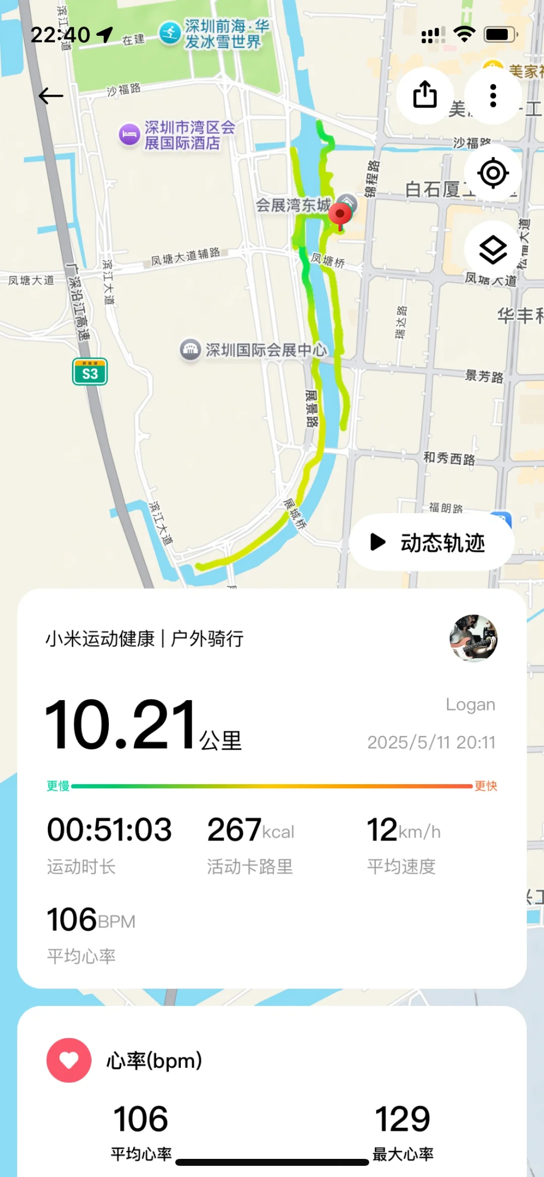 周日骑行深圳国际会展中心花园里