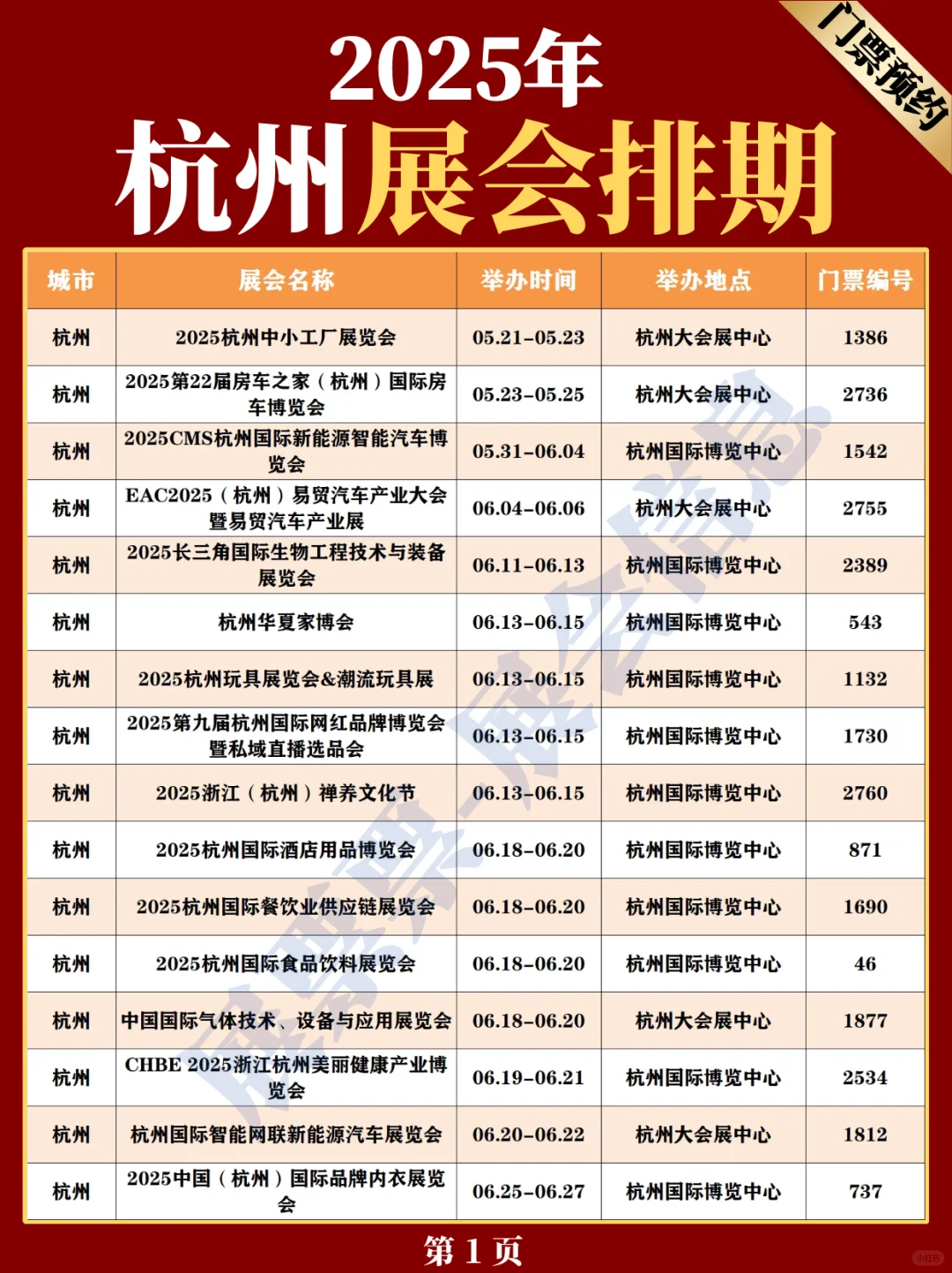 最新❗杭州2025年展会排期表（5.21更新）