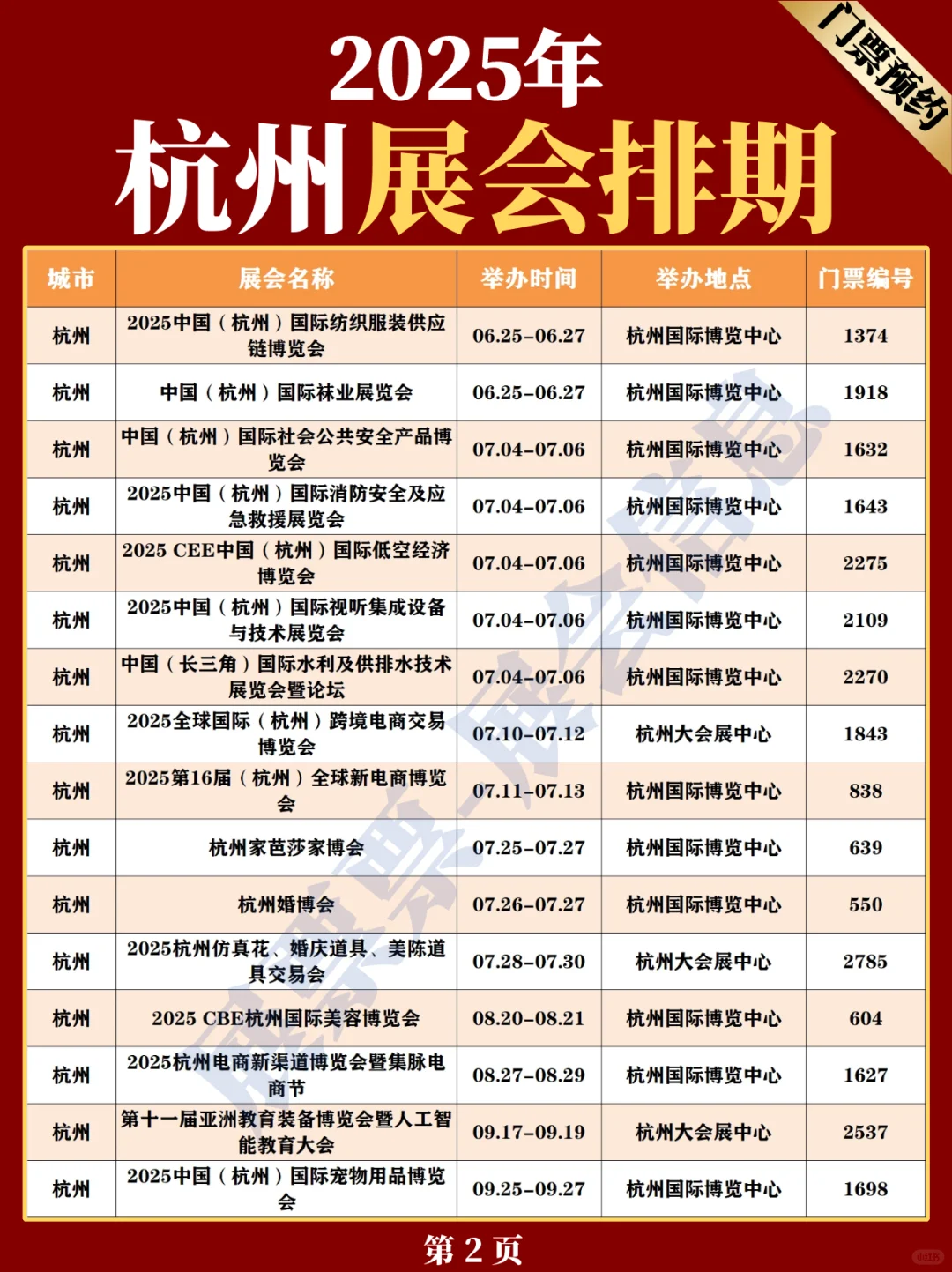 最新❗杭州2025年展会排期表（5.21更新）