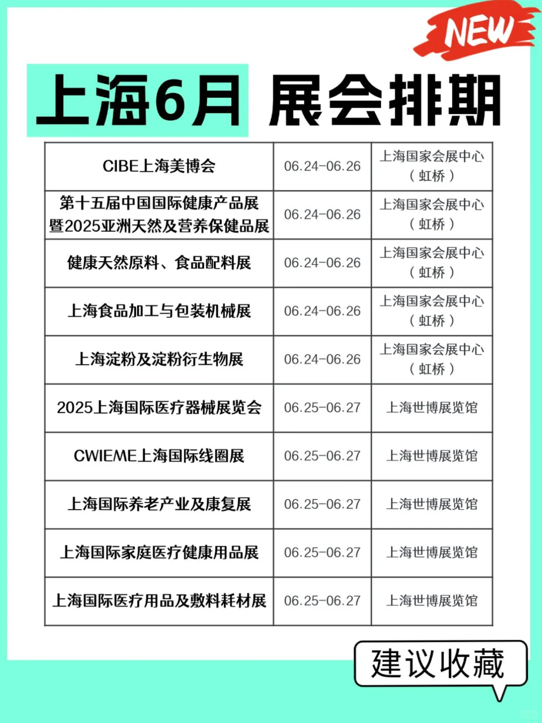 上海6月展会排期